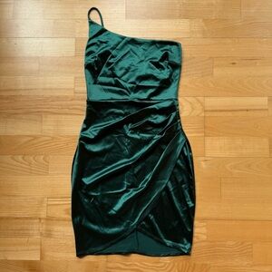 Windsor green satin one shoulder dress